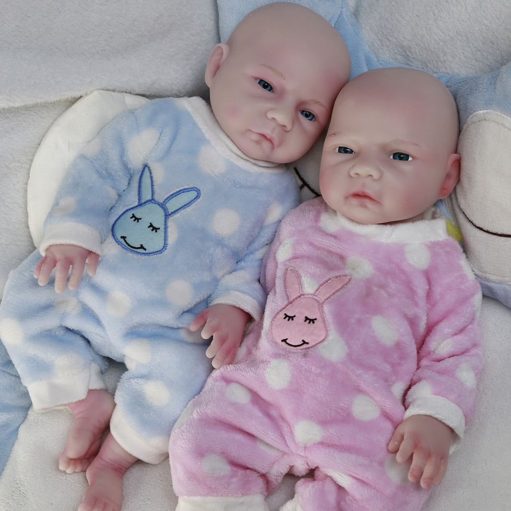 Realistic Silicone Reborn Baby Doll, Soft Twin Doll Toy, 47cm 3.1kg Accompany Doll Birthday Halloween Kids Gift 2022 New Arrival