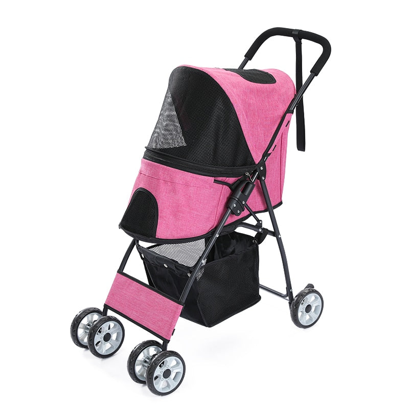 Stable Pet Dog Carrier Stroller for Kitten Buggy Outdoor Puppy Cat Baby Cart 2 Colors Light Foldable Large Space Jogger Stroller