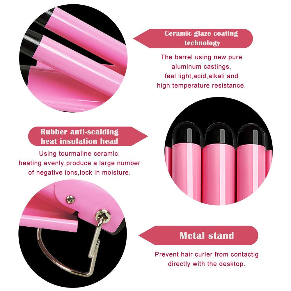 Ceramic Triple Barrel Hair Curler Professional Iron