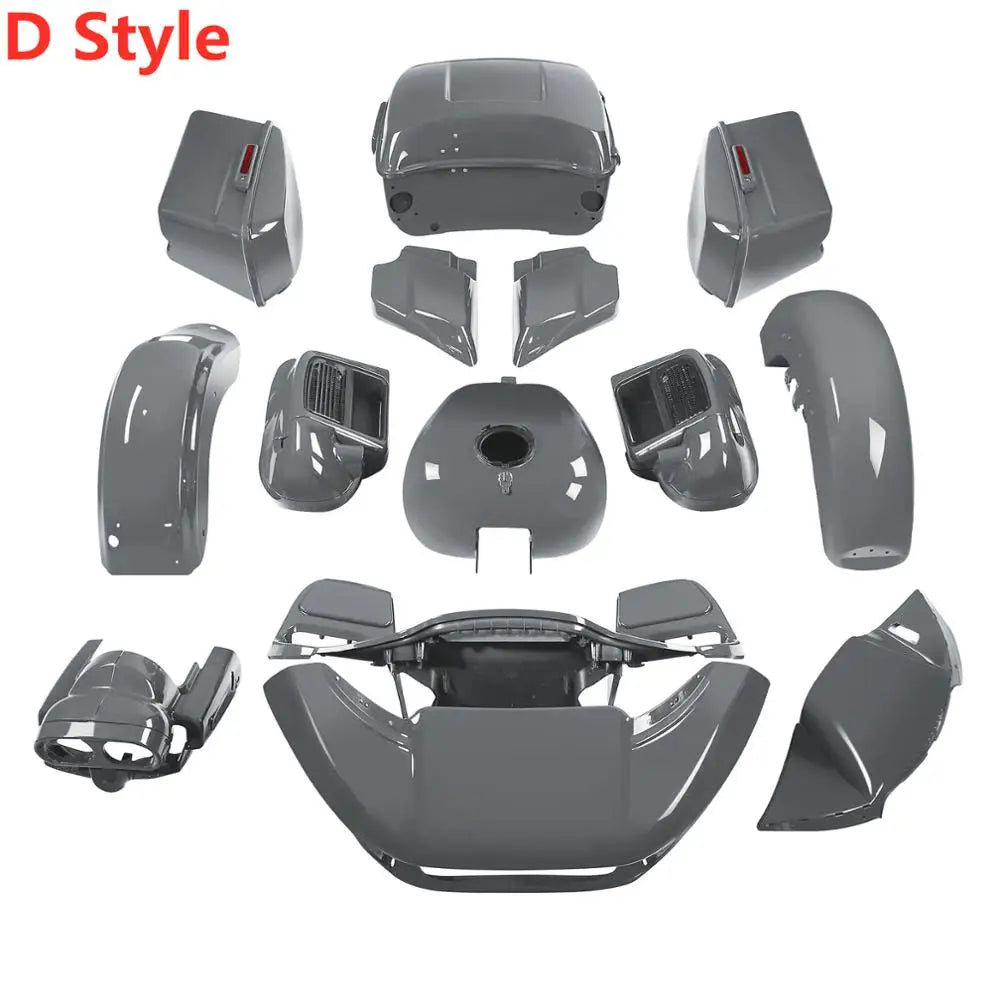 Motorcycle Body Work Kit For Harley Road Glide Special Limited CVO 2015-2020 Fairing Saddlebag Fender Tank Gunship Gray