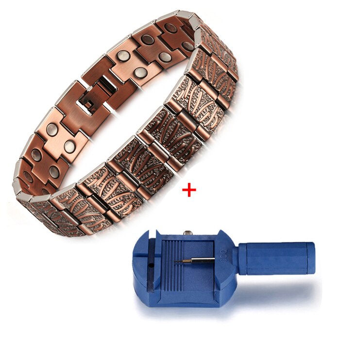 Oktrendy Red Copper Magnetic Bracelet for Men Women Double Row Magnet Healthy Energy Bracelets & Bangles Luxury Mens Jewellery