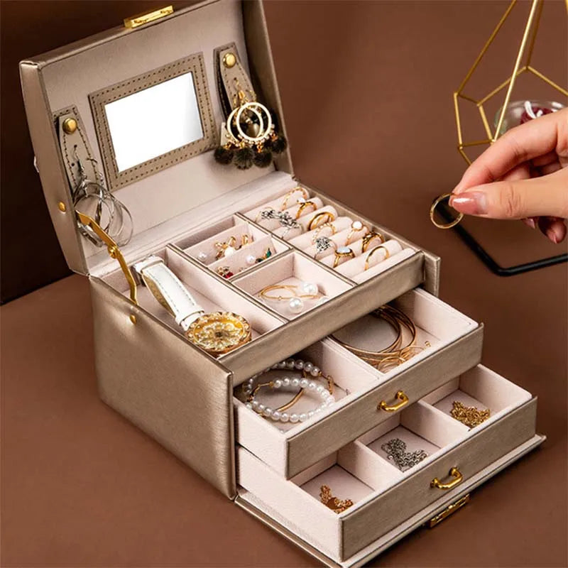 High Capacity Jewelry Box European Style 3 Layers