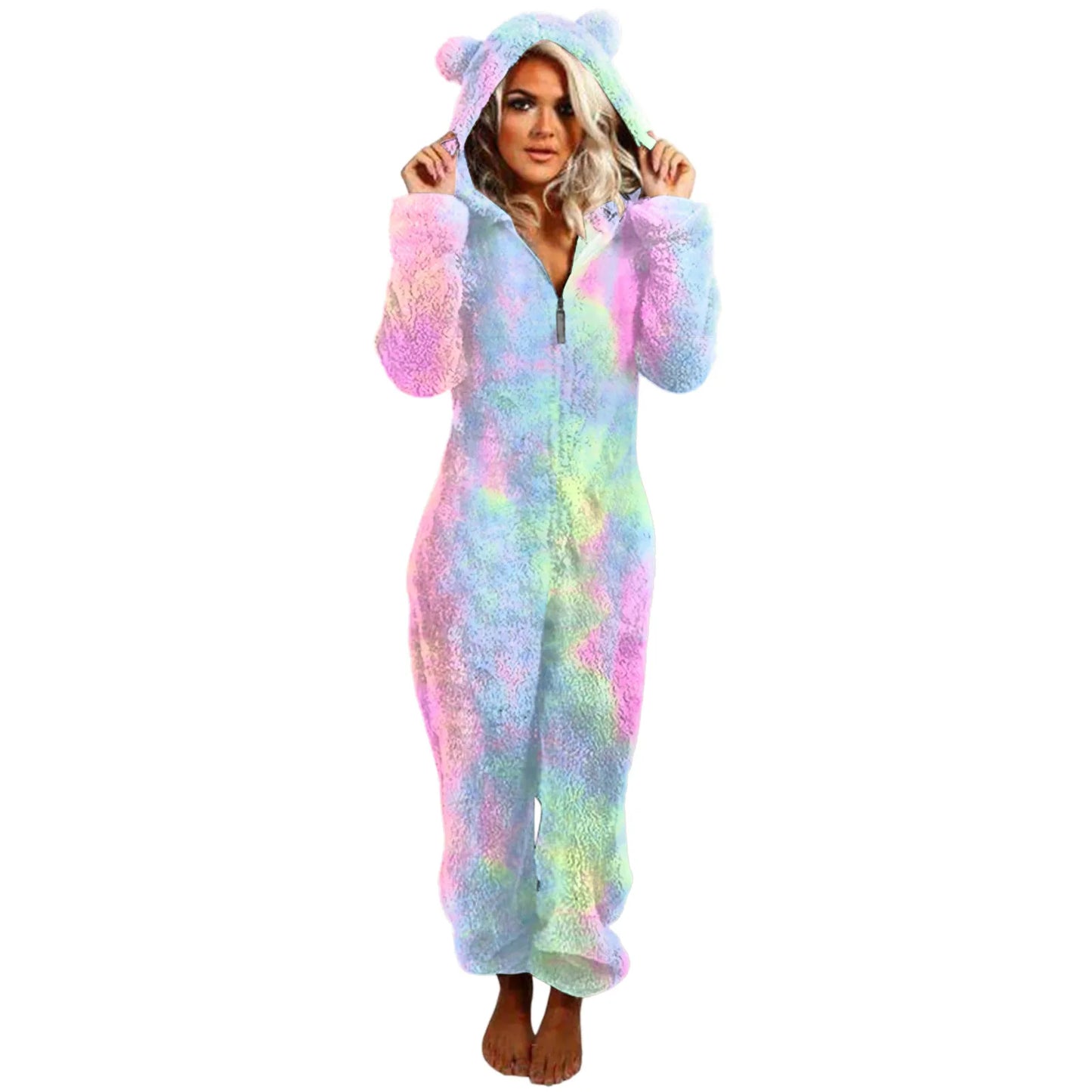 Winter Warm Tie Dye Pyjamas Women Onesize