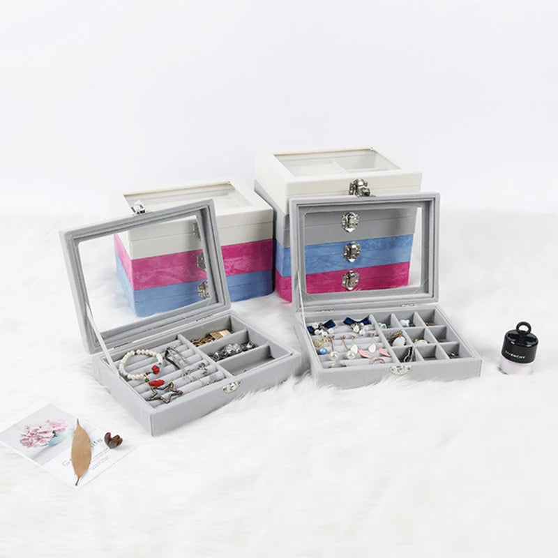 Velvet Jewelry Organizer Display Case Box