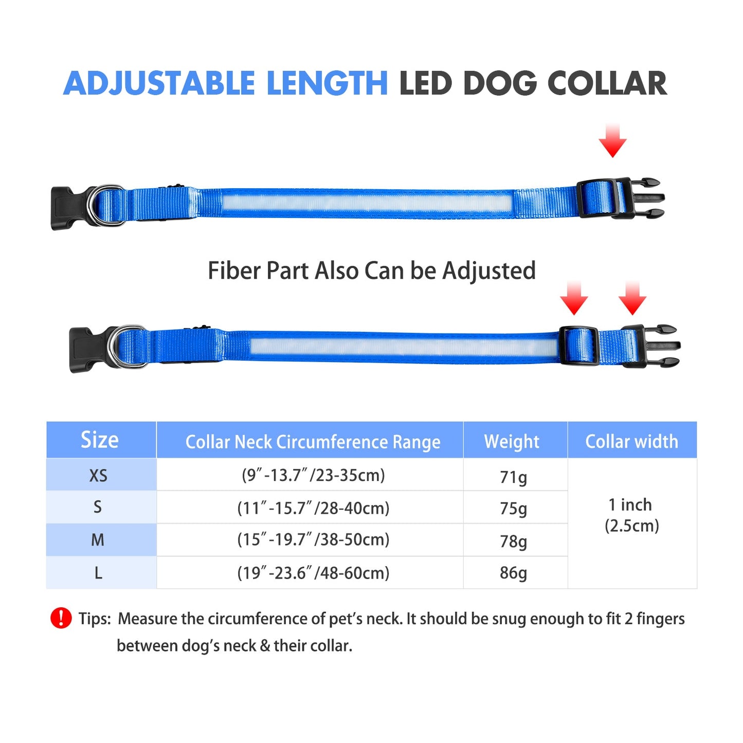 MASBRILL LED Dog Collar Luminous Pet Supplies Dog Collar Waterpoof Safety Glow Necklace Flashing Lighting Up Collars Accessories