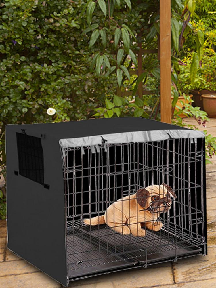 Pet Dog Cage Cover Dustproof Waterproof Kennel Cover Outdoor Foldable Dogs Cage Accessory Rainproof Sunscreen House Cover