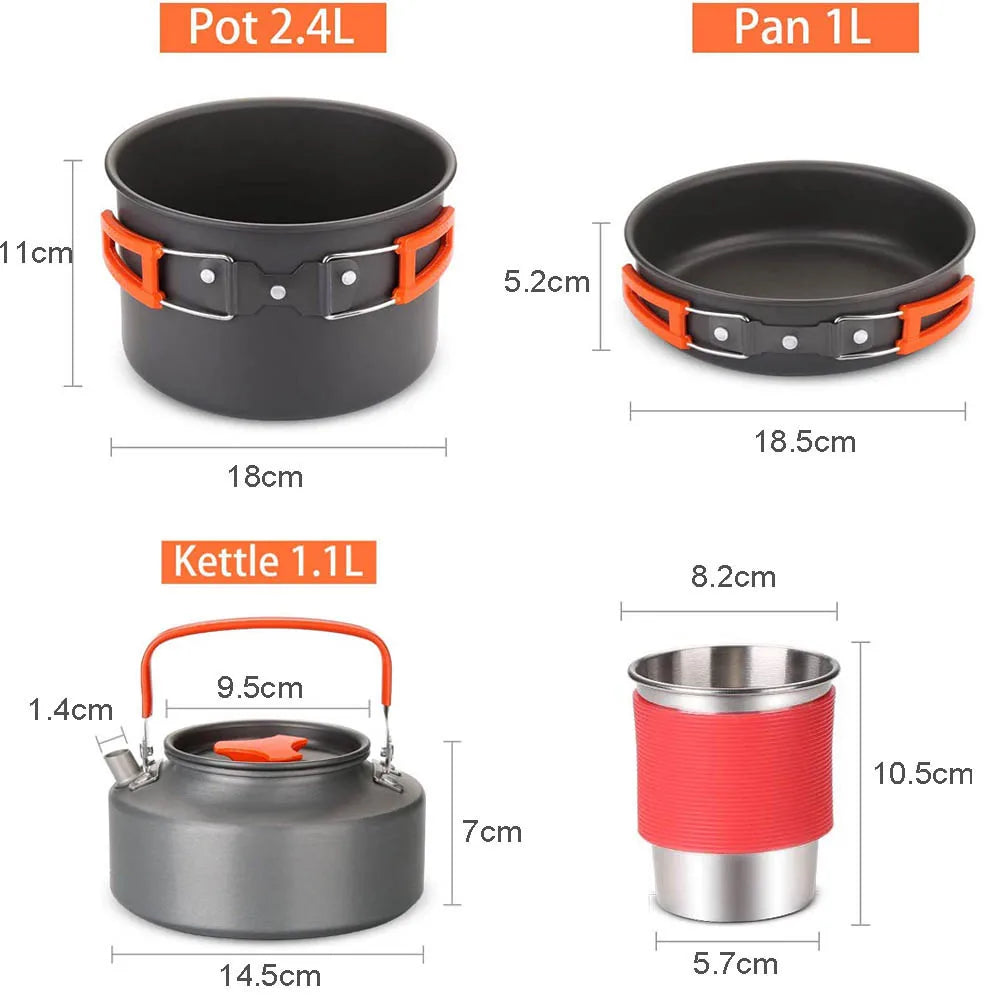 Camping Travel Equipment Tableware Cookware Kit