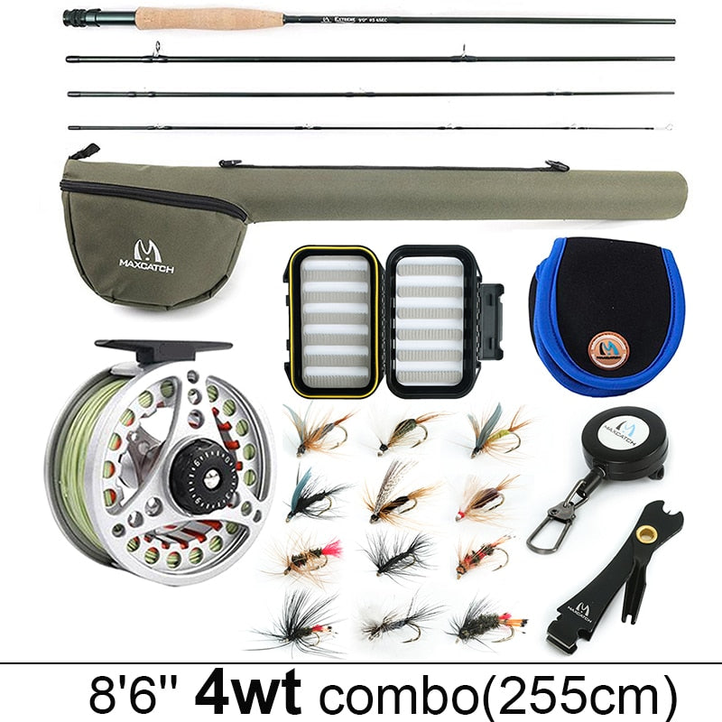 Maximumcatch 3-8WT Fly Fishing Rod And Reel Combo Set 8&#39;6&#39;&#39;/9&#39; Medium-fast Fly Rod Pre-spooled Fly Reel &amp; Line &amp;Triangle Tube