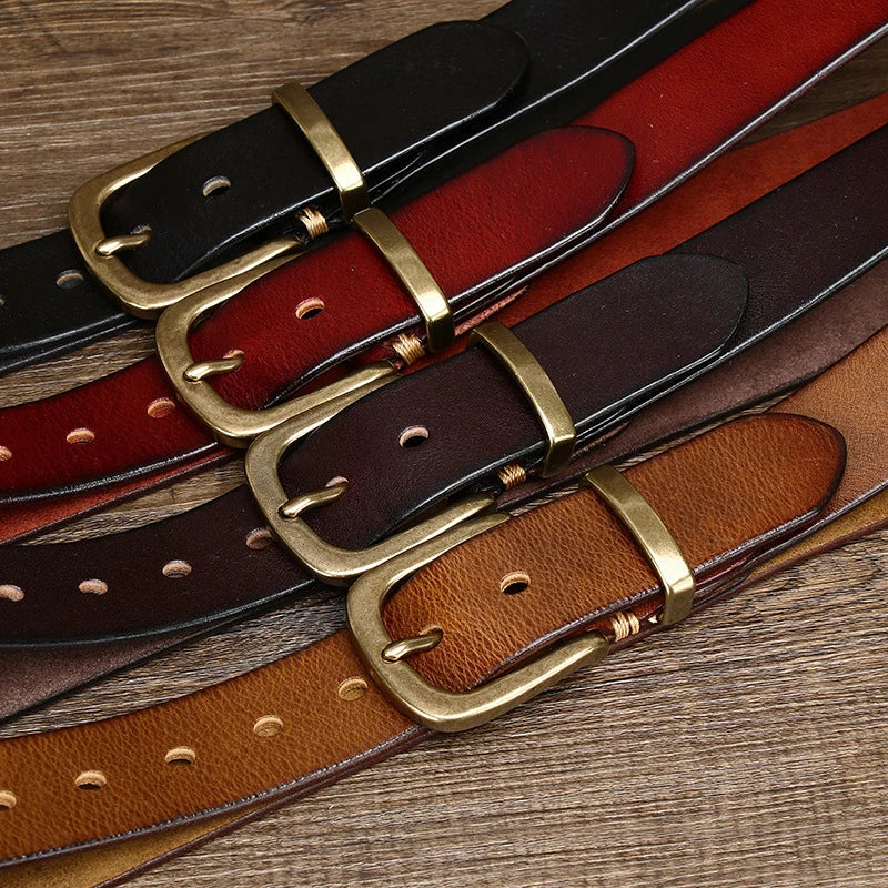 3.8CM Genuine Leather Belt For High-Quality Copper Buckle