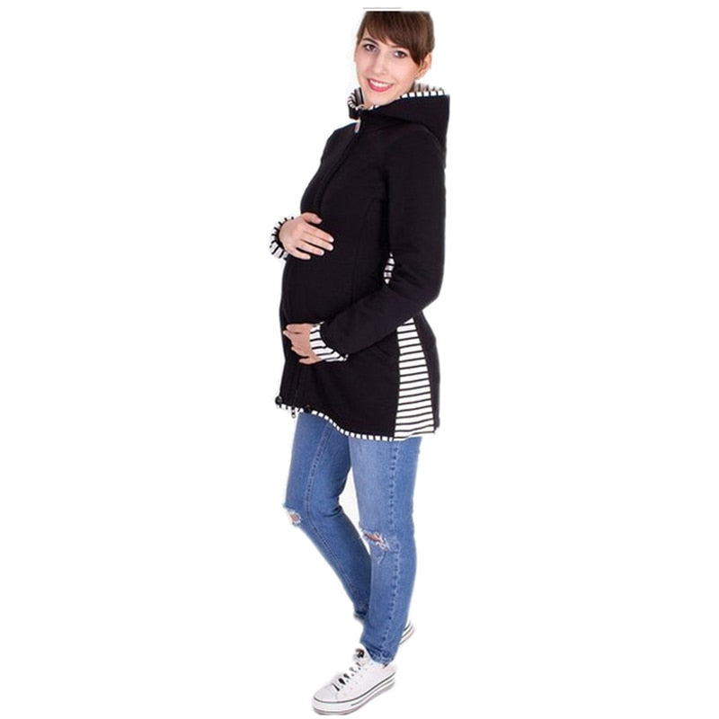 Maternity Women Clothes Baby Carrier Jacket Kangaroo Spring Autumn Maternity Coat With Zipper Hoodie For Pregnant Women B0034