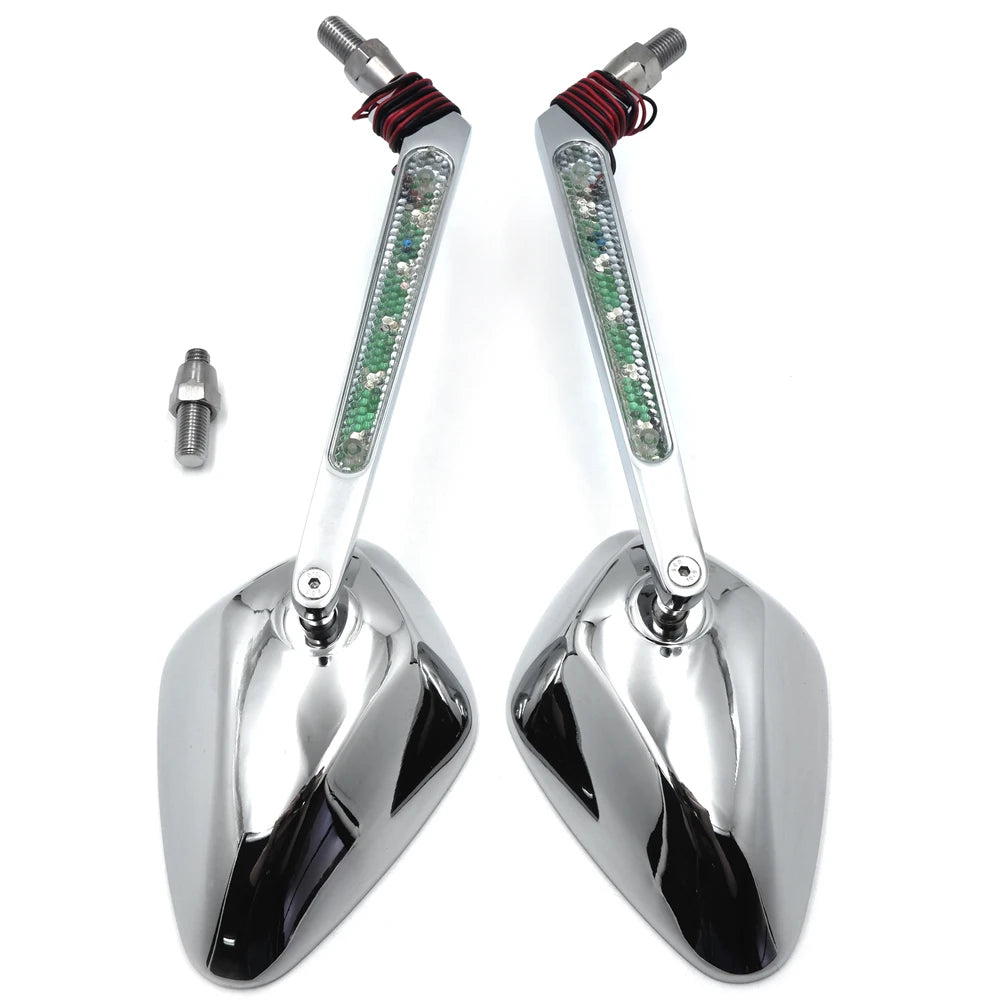 Diamond LED Turn Signal Integrate Mirrors For Harley Davidson Touring Dyna Softail  Aftermarket Free Shipping Motorcycle Parts