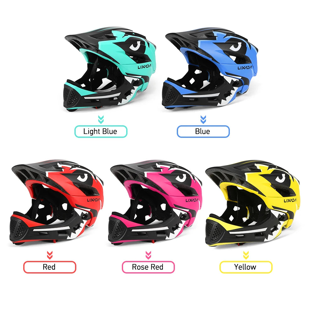 Lixada 14 Vents Full Face Helmet Kids Detachable Helmets Cycling Outdoor Sports Safety Helmet for Children Skateboarding Roller