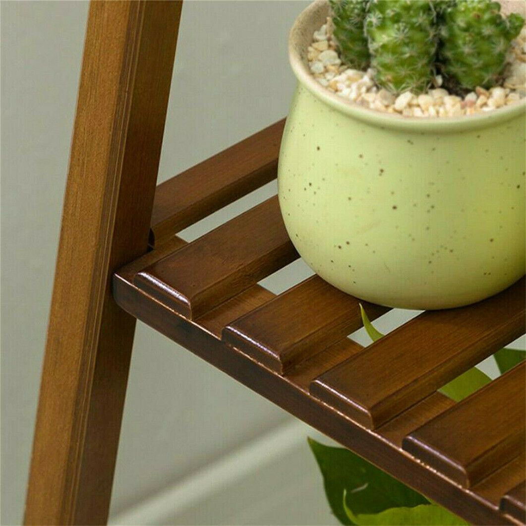 77/97/117cm Tall Bamboo Plant Stand Flower Pot Display Rack Shelf Indoor Outdoor - DJVWellnessandPets