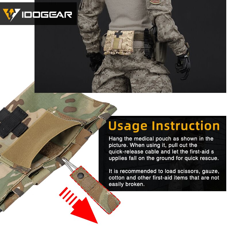 IDOGEAR Tactical Medical Pouch Organizer First Aid Kit Bag MOLLE 9022B Medical Emergency Equipment Airsoft Hunting 3548