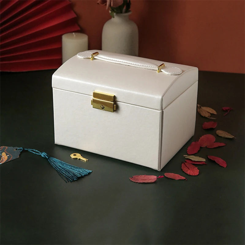 3 Layers Pu Leather Jewelry Box Storage Case