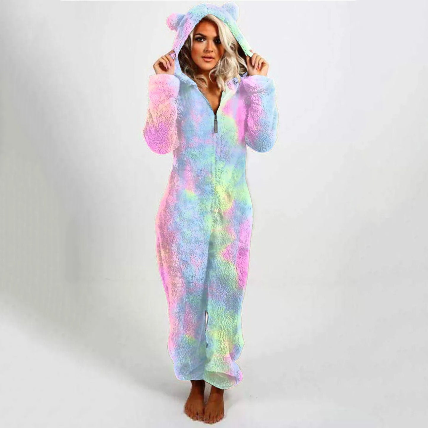 Winter Warm Tie Dye Pyjamas Women Onesize