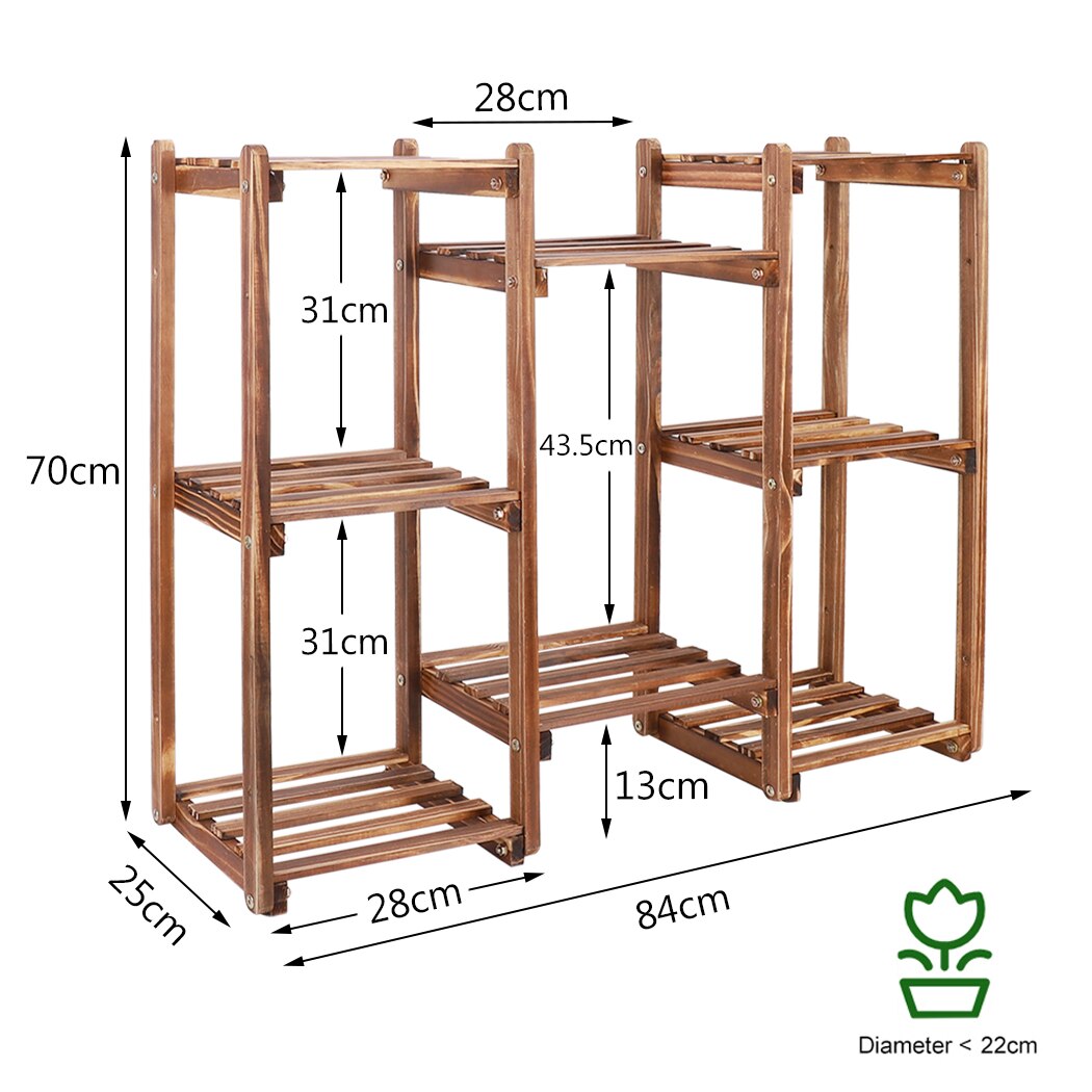 Wooden 8 Tiers Garden Plant Stand Indoor Outdoor Potted Flowers Storage Planters Display Rack for Greenery Plants