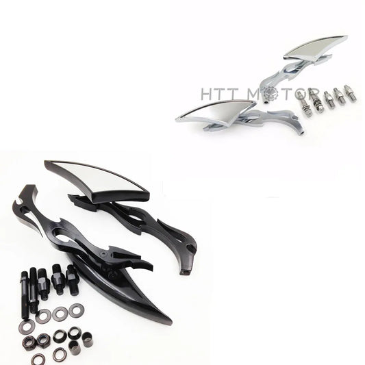 Aftermarket free shipping Universal chromed 10mm 8mm CNC Blade Motorcycle Cruiser Chopper Custom Mirror For Harley davidson