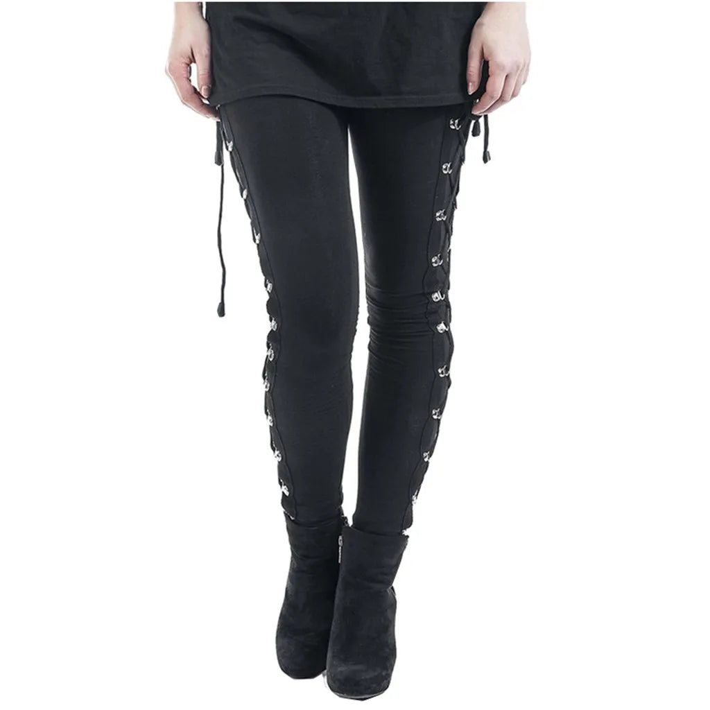 Y2k Gothic Pants Leggings Ladies Harajuku Side Lace Up