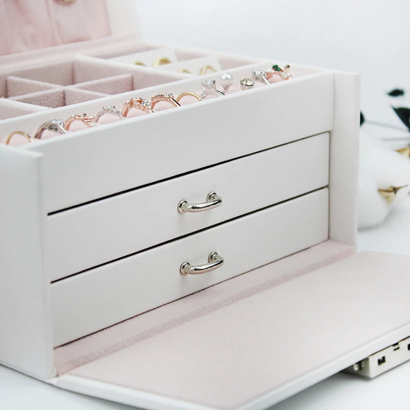 New 3-layers PU Jewelry Box Organizer Large