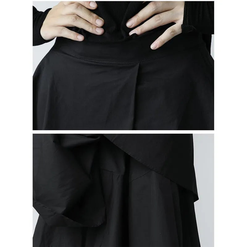 Japanese Gothic High-Waist Pleated Skirt Black Vintage Clothing