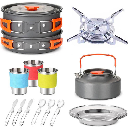 Camping Travel Equipment Tableware Cookware Kit