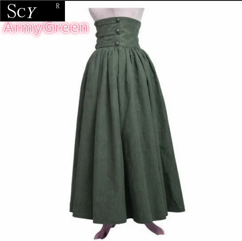 Medieval Elegant Skirt Hight Waist Renaissance Costumes Vintage Skirts