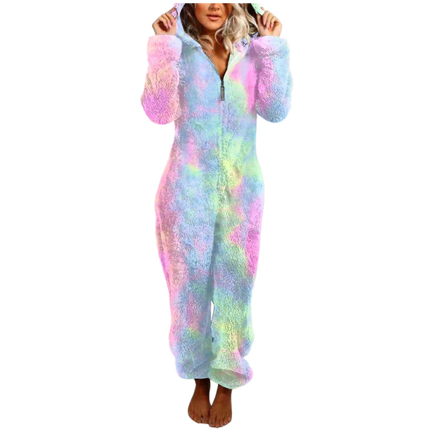 Winter Warm Tie Dye Pyjamas Women Onesize