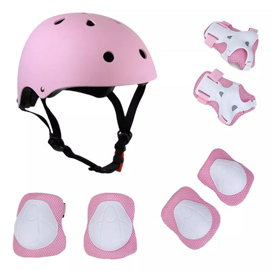 Kids 7 in 1 Helmet and Pads Set Adjustable Kids Knee Pads Elbow Pads Wrist Guards for Scooter Skateboard Roller Skating Cycling