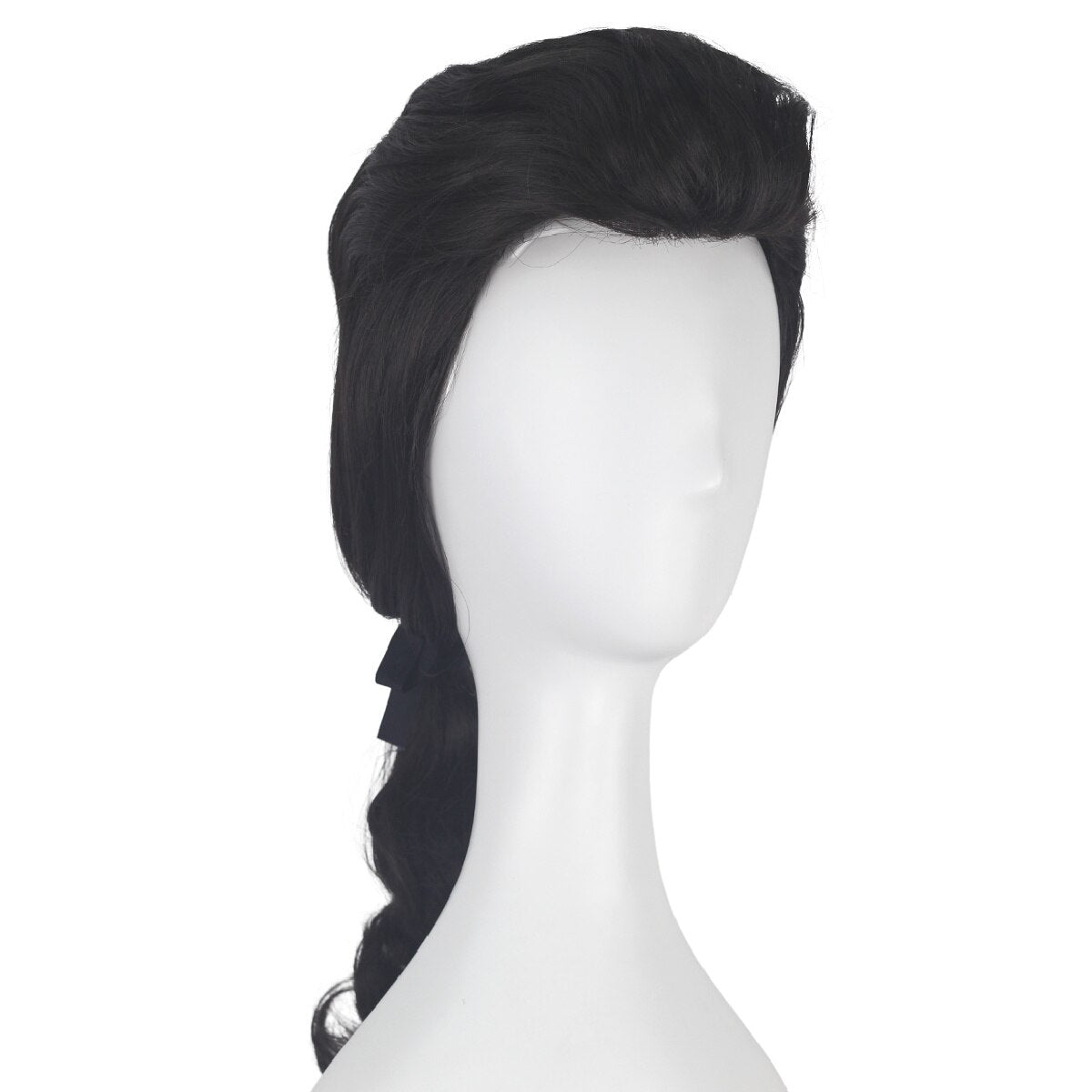 Halloween Mens Movie Beauty and The Beast Handsome Gaston Black White Ponytail Costume Short Curly Wig - DJVWellnessandPets