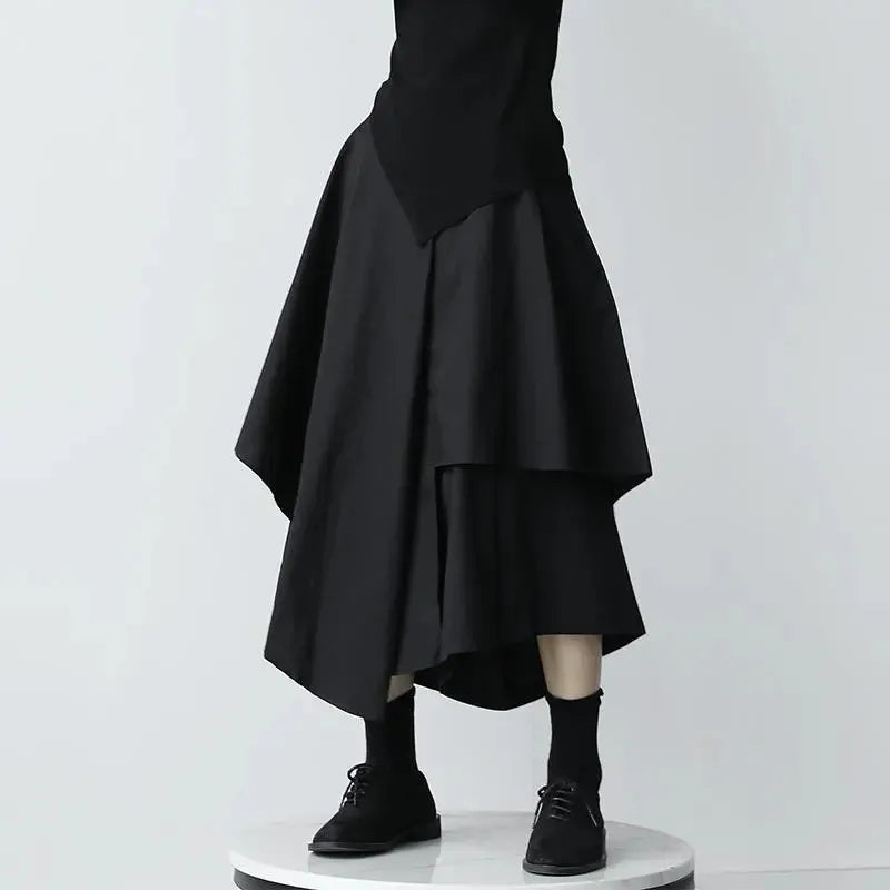 Japanese Gothic High-Waist Pleated Skirt Black Vintage Clothing