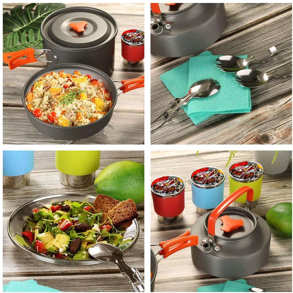 Camping Travel Equipment Tableware Cookware Kit