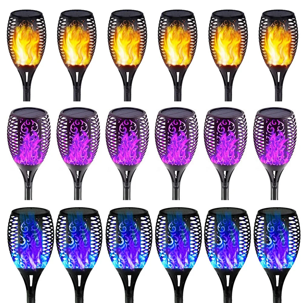 12LED Solar Flame Torch Light Flickering