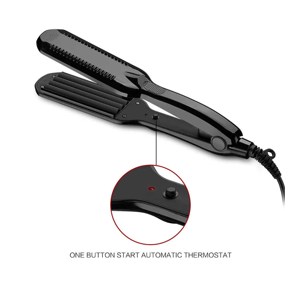 Temperature Control Corrugated Curling Hair Straightener Crimper