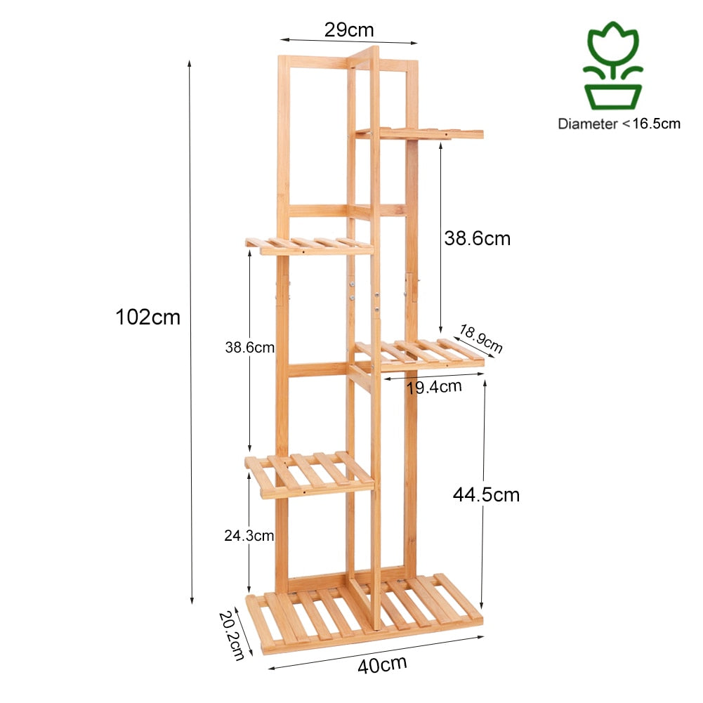 Bamboo 5 / 6  Tier  Plant Stand Rack Multiple Flower Pot Holder Shelf Indoor Outdoor Planter Display Shelving Unit for Patio - DJVWellnessandPets