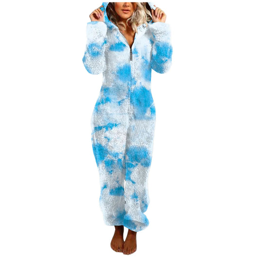 Winter Warm Tie Dye Pyjamas Women Onesize