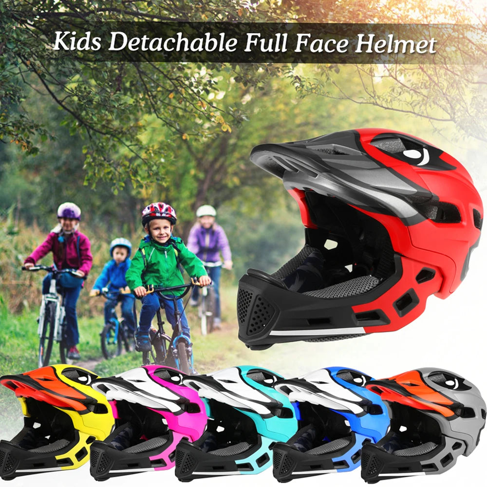 Lixada 14 Vents Full Face Helmet Kids Detachable Helmets Cycling Outdoor Sports Safety Helmet for Children Skateboarding Roller