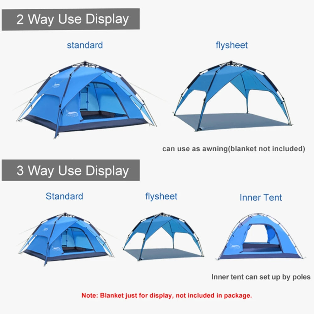 Desert&Fox Automatic Tent 3-4 Person Camping Tent,Easy Instant Setup Protable Backpacking for Sun Shelter,Travelling,Hiking