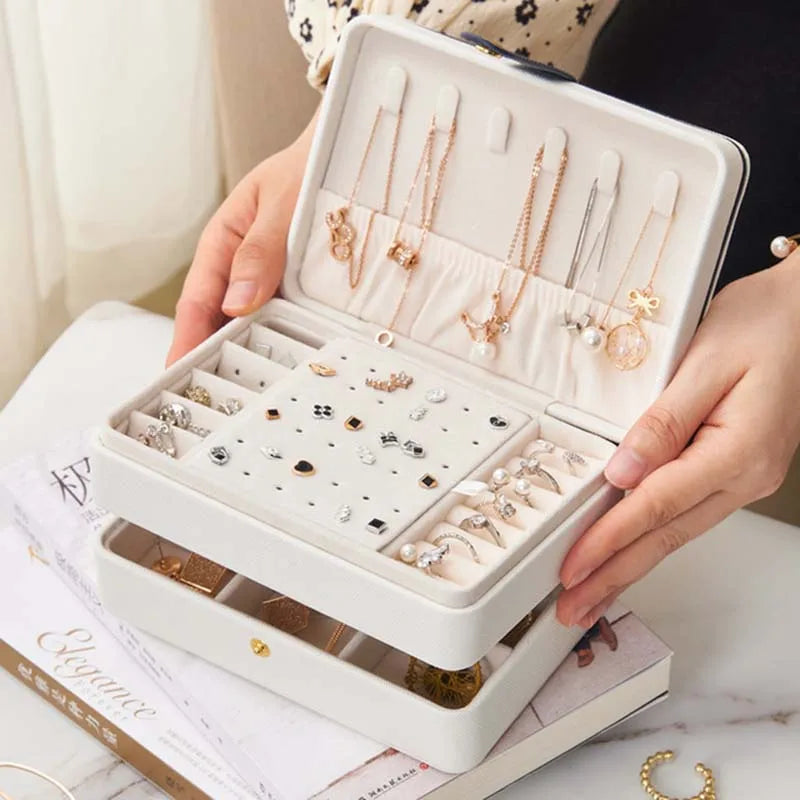 Double-layer Jewelry Box Ring Necklace Display Cases