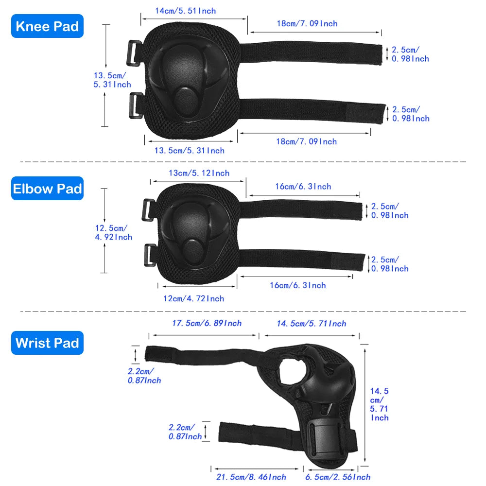 Kids 7 in 1 Helmet and Pads Set Adjustable Kids Knee Pads Elbow Pads Wrist Guards for Scooter Skateboard Roller Skating Cycling