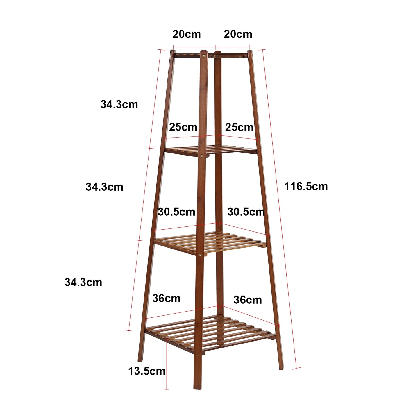 77/97/117cm Tall Bamboo Plant Stand Flower Pot Display Rack Shelf Indoor Outdoor - DJVWellnessandPets