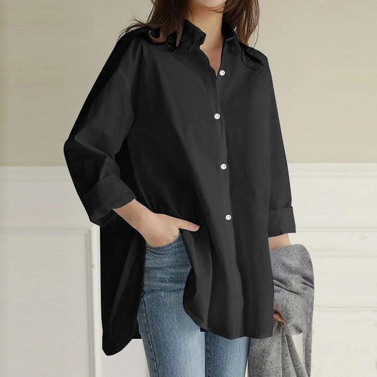 Spring Autumn Plus Size Solid Casual Blouses