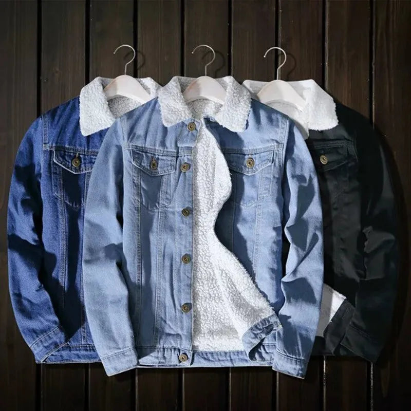 Winter Cashmere Denim Jacket Slim And Thickened