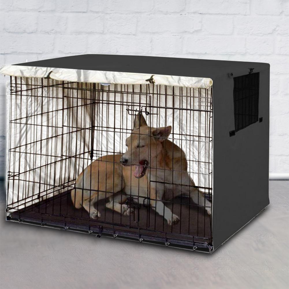 Pet Dog Cage Cover Dustproof Waterproof Kennel Cover Outdoor Foldable Dogs Cage Accessory Rainproof Sunscreen House Cover