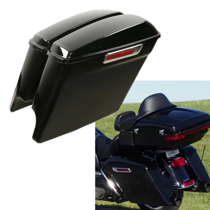 Motorcycle 5" Extended Stretched Hard Saddlebags Saddle bag For Harley Touring Street Electra Glide Road King 2014-2022 2020 19