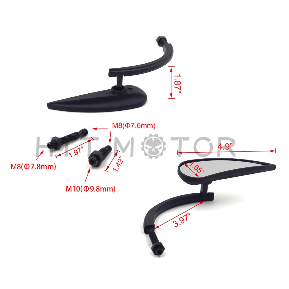 Aftermarket Free Shipping Motorcycle Parts Teardrop Rad II Rearview Mirror For Harley Davidson Street Sportster Cruiser BLACK