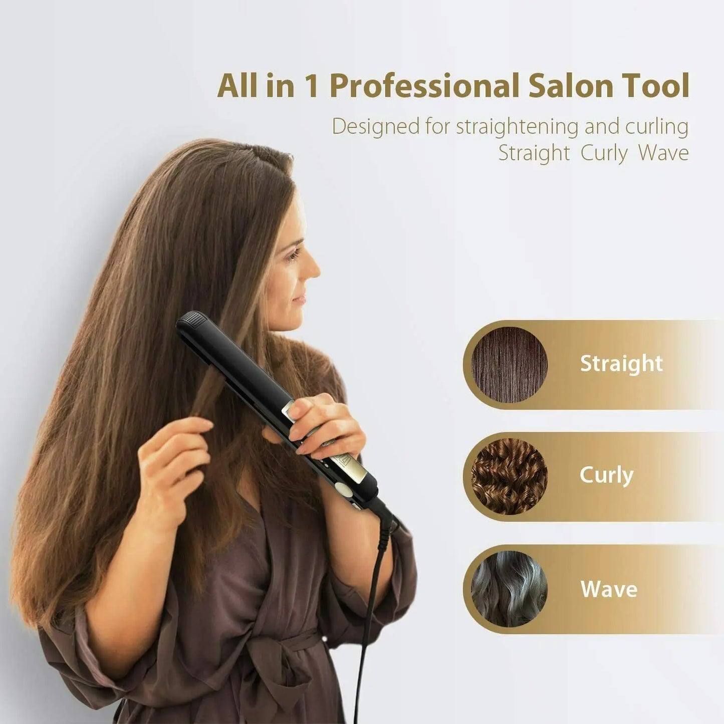 KIPOZI Professional Hair Straightener Titanium Dual Voltage