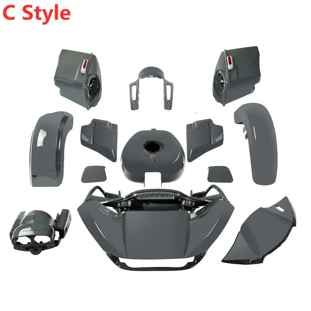 Motorcycle Body Work Kit For Harley Road Glide Special Limited CVO 2015-2020 Fairing Saddlebag Fender Tank Gunship Gray