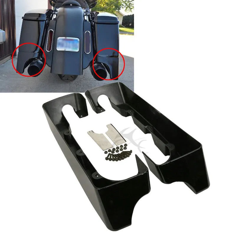 Motorcycle 4" Double Cut Hard Saddlebag Extension For Harley Touring Road King Road Ultra Street Glide Electra Glide 1994-2013