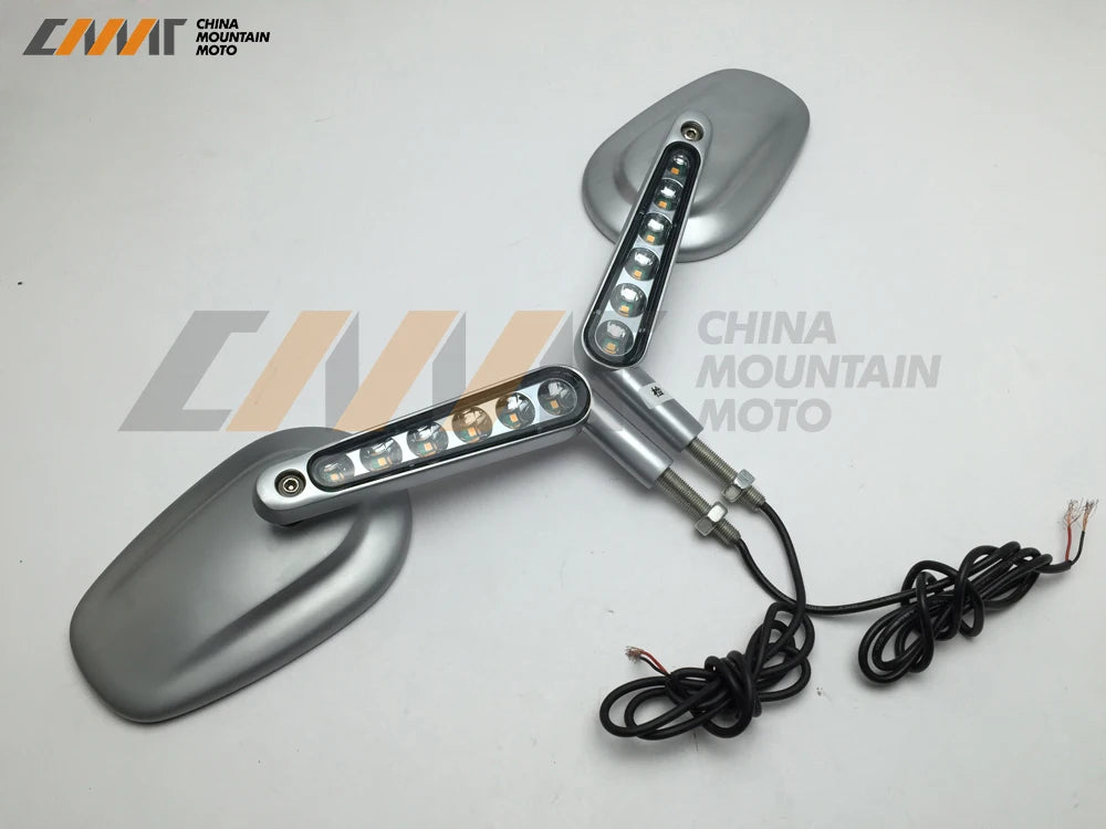 Silver Rear View Mirrors Muscle LED Turn Signals Light case for Harley V-ROD V ROD VRSCF